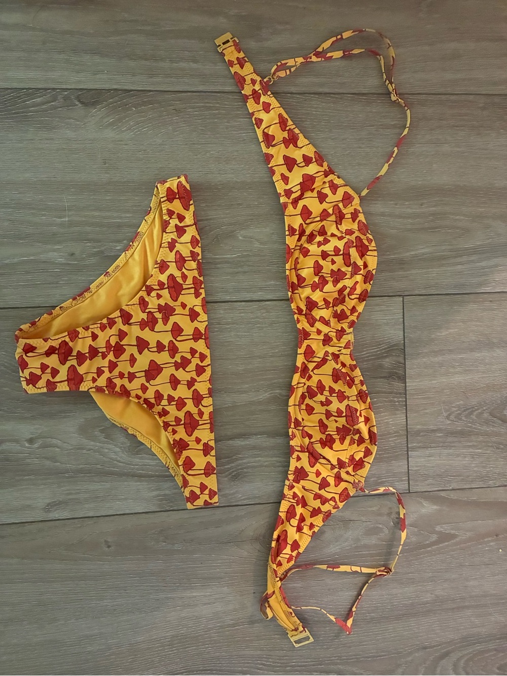 Agua Bendita tropic of c Yellow and Red Bikini (M top, S bottoms)